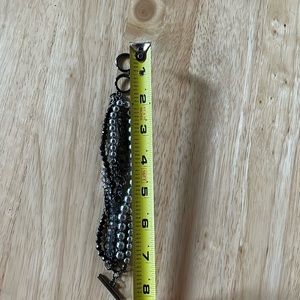Vintage 7”-8” multi strand toggle bracelet silver tone, grey and black.